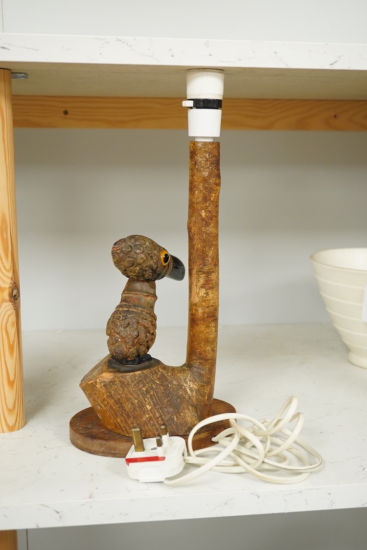 A Henry Howell ‘YZ’ Nut bird table lamp, circa 1920-30's, 35cm high including the fitting